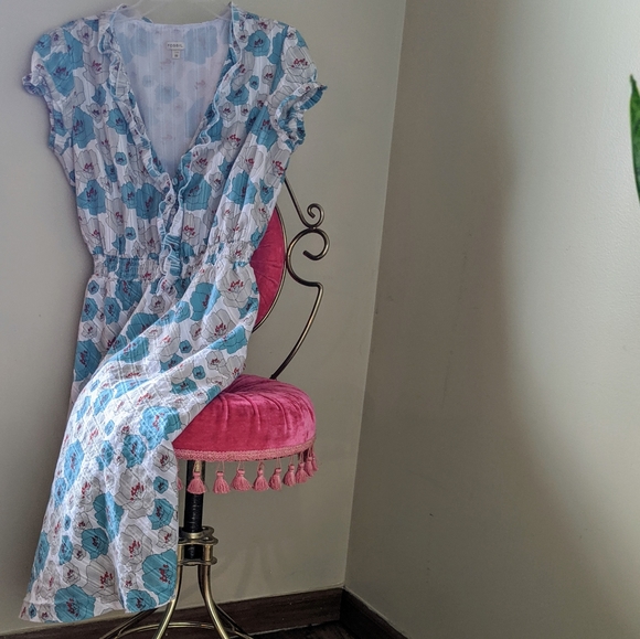 Fossil Vintage Style White w/ Blue Flowers Dress - Picture 5 of 8